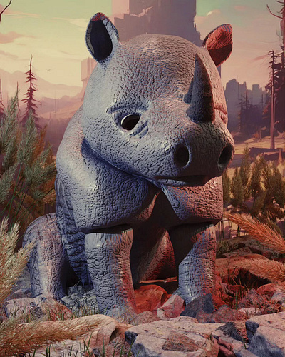 Cute Rhino 🦏 3d blender zbrush