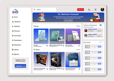 Online Bookshop Webpage dashboard design minimal design online bookshop simple ui user interface ux webpage