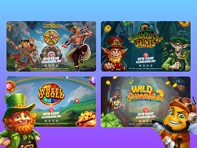 Celsius Casino - Slot Game Banners 2d banners branding casino casino banners casino branding casual art characters crypto gambling game game banner gaming graphic design igaming illustration online casino slot game slots social media