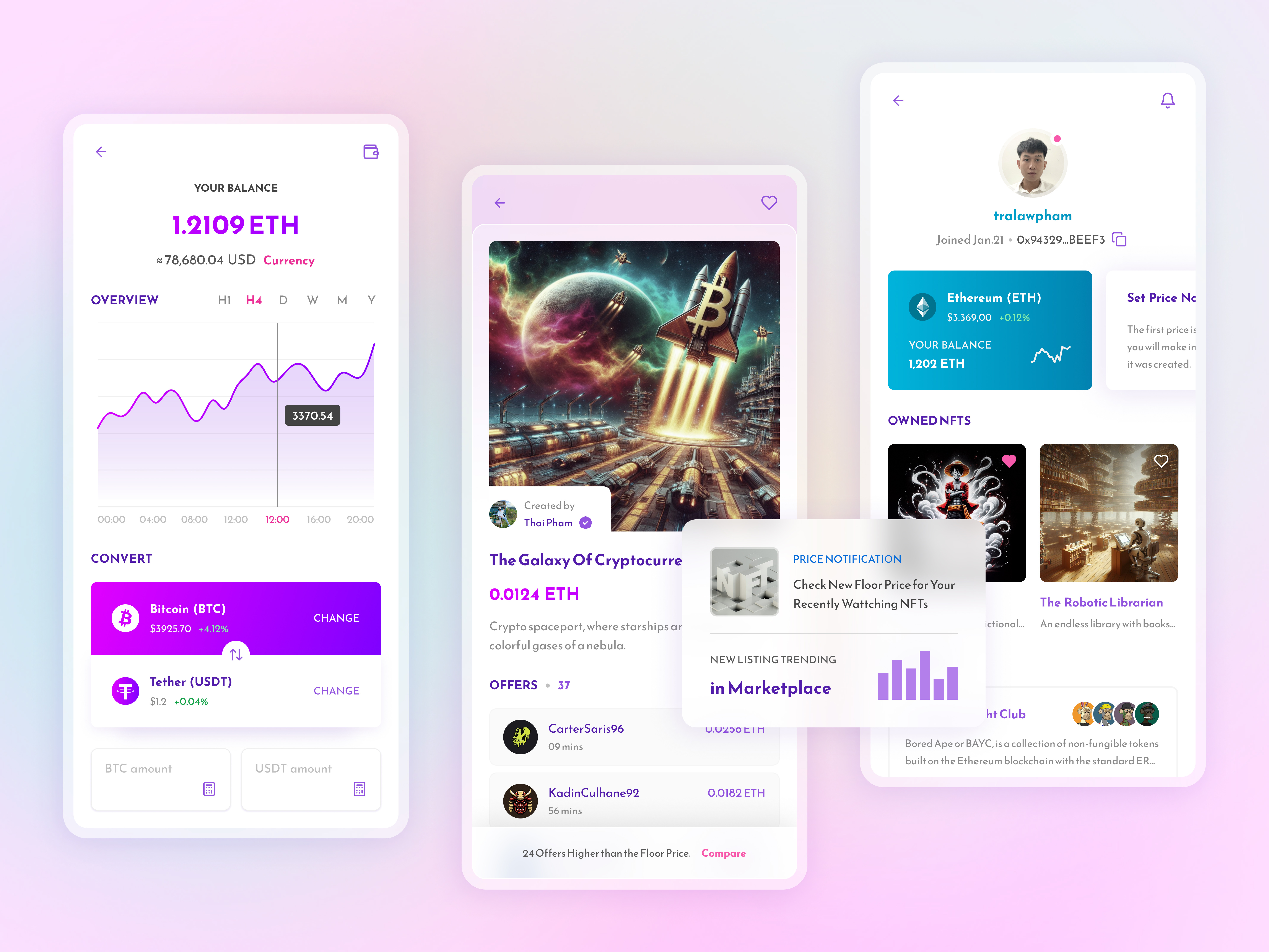NFT Wallet App app blockchain crypto currency figma graphic design nft ui ux wallet