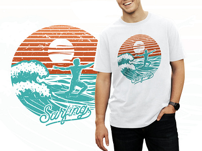 Surfing summer beach t shirt design illustration travel t shirt