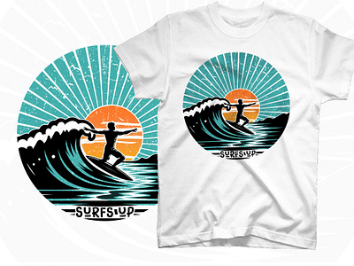 Surfs up surfing beach t shirt design travel t shirt