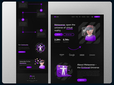 Metaverse Landing Page 3d behance design dribbble figma graphic design illustration landing page metaverse metaverse generation typography ui ui design ui ux virtual reality website design