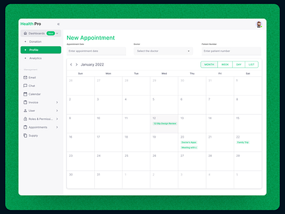 Health Pro-Doctor's Dashboard 3d appointments behance dashboard design design dashboard doctor figma graphic design health care industry healthcare product design ui dashboard ui design ui ux ux design