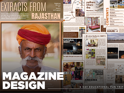 Magazine Design | Template | 20 pages brown desert design educational freelance fun gallary hire holidays illustration images layout magazine magazine design photography poster rajasthan trip typography vacation