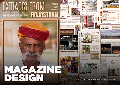 Magazine Design | Template | 20 pages brown desert design educational freelance fun gallary hire holidays illustration images layout magazine magazine design photography poster rajasthan trip typography vacation