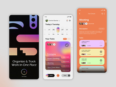 Task Manager Mobile App agency app design branding business design figma freelance gradient ui graphic design minimal minimal mobile ui minimal ui mobile app modern ui task manager app ui ui design uiux web design website design