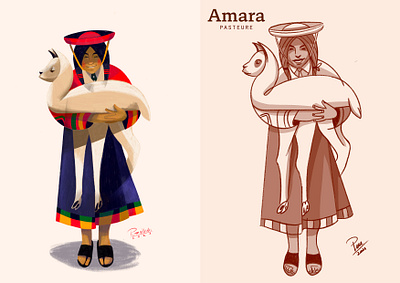 F.A.O E-learning project 2021 animal art artist dress girl illustration illustrator lama love perù poster procreate