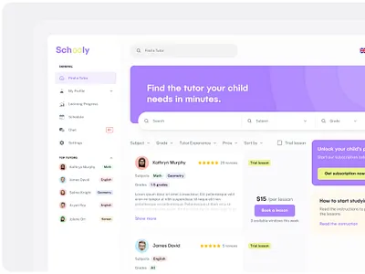 EdTech | Online learning (tutoring) platform | Dashboard dashboard edtech education educational dashboard educational platform online learning online learning platform tutor tutoring