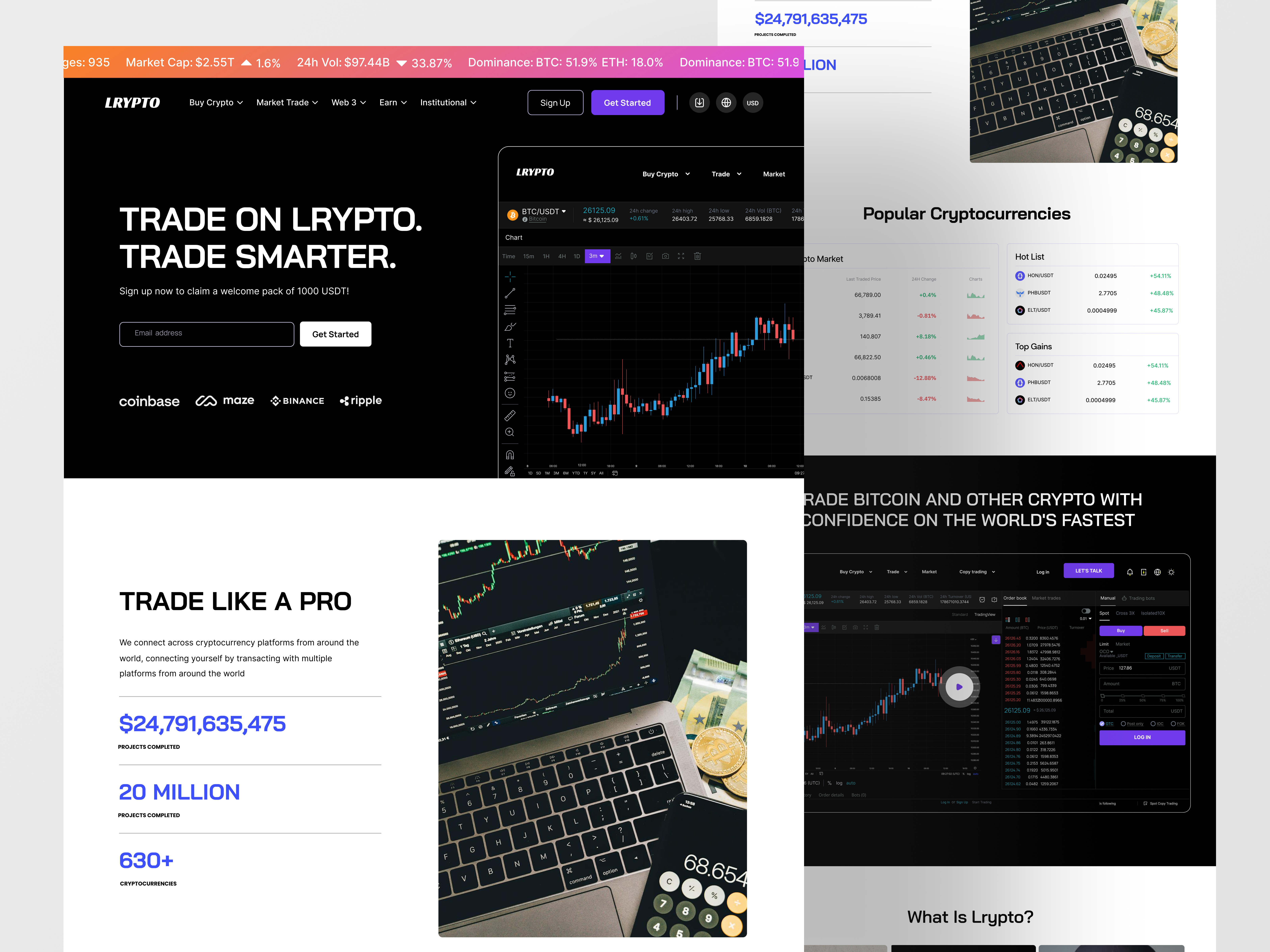Crypto trading platform- design app design crypto crypto dashboard crypto trading crypto trading platform design cryptocurrency cryptocurrency website design exchange platform graphic design landing page trading ui ux web design website