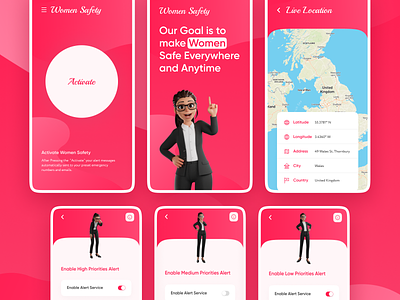Women Safety - Mobile App Ui 👯‍♀️ 3d graphic design ui