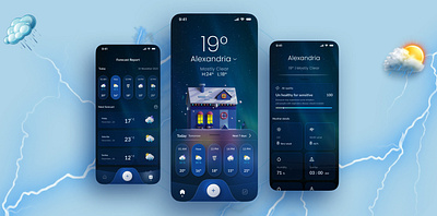 Weather Forecast Mobile App 3d mobile app ui ux