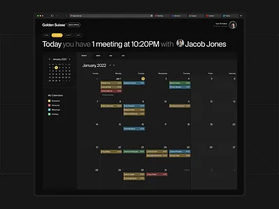 Golden Suisse — Calendar. Web UX/UI & Animation animated animation application calendar clean design interface minimal motion design motion graphics product ui ux web app web design