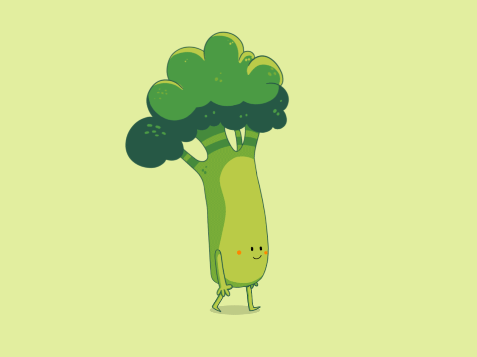 Cute Broccoli walk cycle animation motion motion design motion graphics