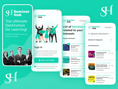 Seminar Hub - Mobile App Interface 🔥 graphic design ui
