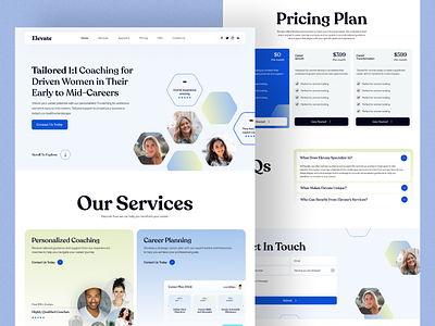Elevate 1.1 Coaching For Women ambitiouswomen careerempowerment careergrowth careersuccess interactiondesign leadershipskills tailoredcoaching uiuxdesign uxuiinspiration visualdesign womenempowerment womeninbusiness