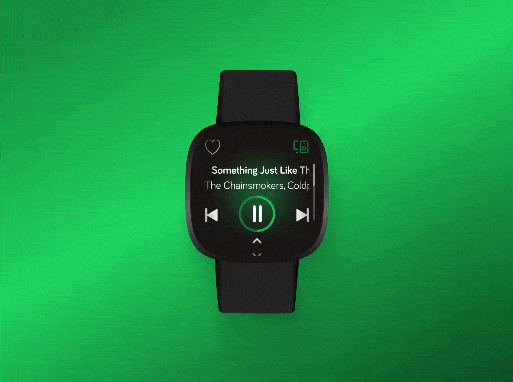Spotify in Fitbit Sense / Versa Fitness Tracker - Mock-ups figma fitbit fitness tracker music player musictech smart watch spotify ui design