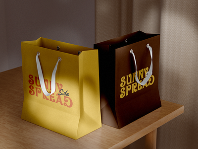 Sunny Side Spread Mockups bag brand brand identity branding branding design cream cheese creamcheese creative process design food food branding food design gift bag giftbag graphic design logo logo design mockup mockups