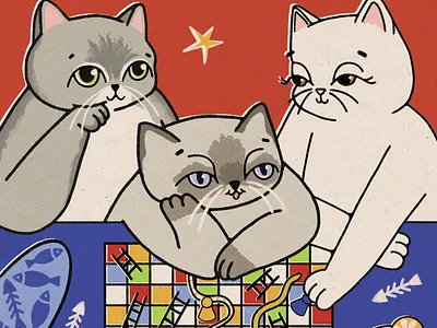 Game Night animal cat childrens books design dice digital art fish game night illustration lemonade snack snakes and ladders stars