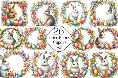 Easter Bunny Sublimation Clipart PNG watercolor clipart