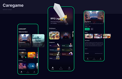 Caregame cloud cloudgaming game gamers mobile ui ux