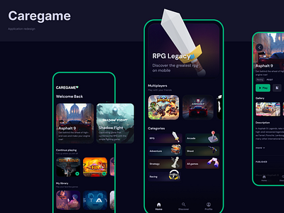 Caregame cloud cloudgaming game gamers mobile ui ux