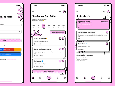 Routine Mobile app clean design design neubrutalist pink ui ui ux user interface ux