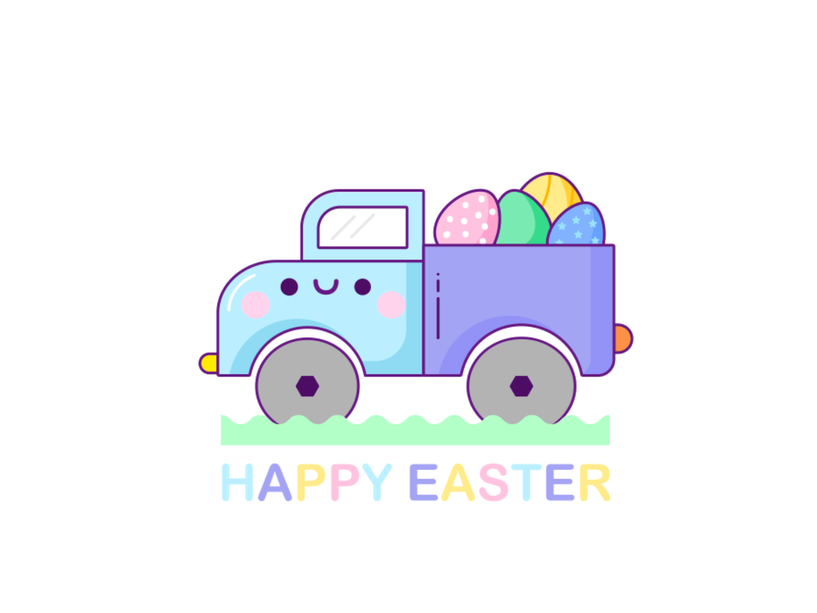 Easter Egg Truck 🐰🥚 animated animation cartoon cartoon character colorful colourful cute easter egg gif holiday kawaii motion spring sticker tradition truck van