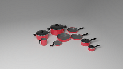 3D modeling of cookware set. 3d 3d modeling blender design graphic design project