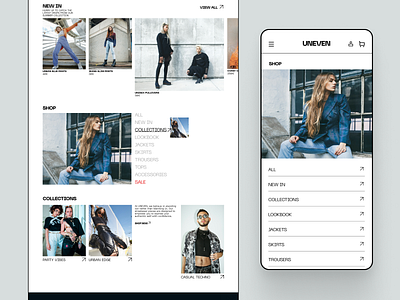 UNEVEN eCommerce store design ecommerce onlinestoredesign streetfashionconcept streetfashionwebsite uidesign urbanfashionwebsite webdesign websitedesign webui