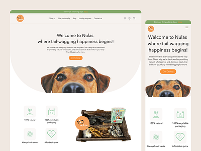 Natural treats for dogs | UX/UI Design branding design dogs ecommerce graphic design pet shop store treats ui ux webdesign
