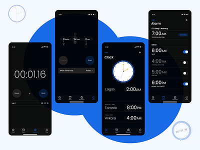 Clock UI design alarm clock mobileapp stopwatch timer uidesign