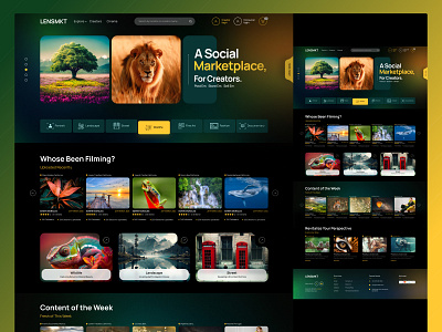 LENSMKT, Photography Marketplace Landing Page landing page landscape photography marketplace landing page photography photography landing page photography marketplace street photography ui uiux uiux design wildlife photography