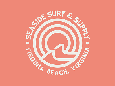 Seaside Surf & Supply Badge badge beach beachwear branding design graphic design identity illustration logo mark suppy surf virginia waves