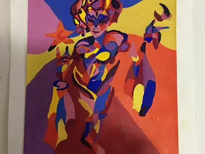 Jester abstract colorful fantasy jester painting star