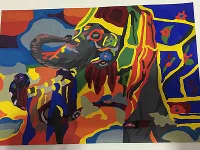 Painted Elephant cobra colorfull elephant fantasy illustration