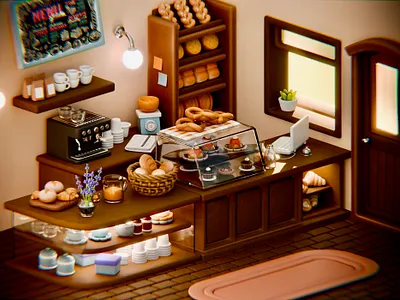 3D Bakery & Cafe 3d 3dart blender blender3d cycles design illustration