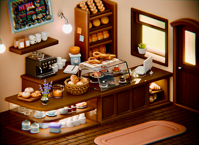 3D Bakery & Cafe 3d 3dart blender blender3d cycles design illustration