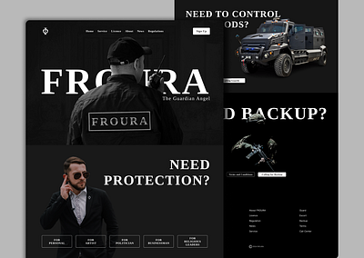 FROURA Web UI Design agency army bodyguard branding business concept defense graphic design guard guardian product design security service ui web design