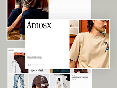 Amosx - Urban Streetwear Landing brand clean cloth clothing design landing page minimalism streetwear swiss design ui ui design uiux