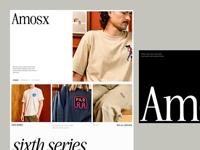 Amosx - Urban Streetwear Landing brand clean cloth clothing design landing page minimalism streetwear swiss design ui ui design uiux