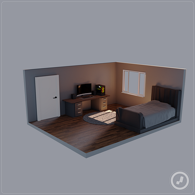 Golden Morning | 3D Isometric Bedroom 3d graphic design