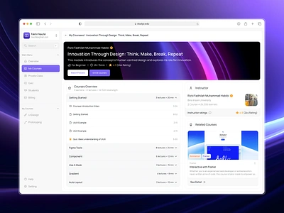 Studzy - Course Detail course courses design detail education elearning learn learning lessons lms management product design review saas student studzy ui ux web app