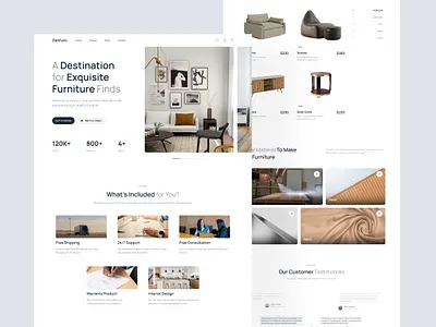 ZenFurn - Furniture Landing Page clean clean design clean ui design dribbble furniture furniture landing page interior landing landing page minimalist modern room ui ui design uiux ux web web design website