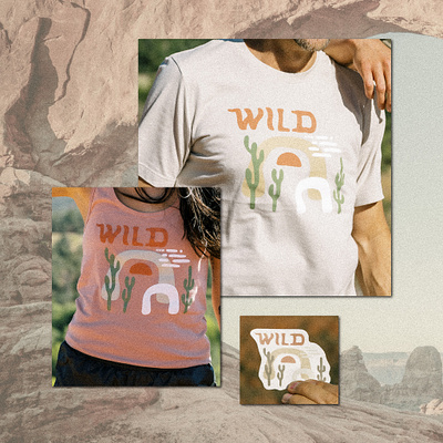 Wild Collection | Wild Arches abstract apparel graphics branding collection desert design graphic art graphic design hand drawn illustration logo minimalist nature outdoors print design product design shirt sticker