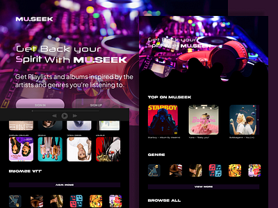 MU.SEEK music player app branding ilustration music online song ui ux web