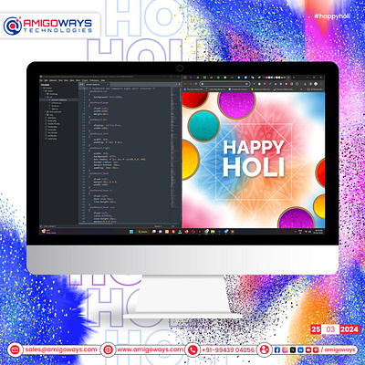Wishing you a vibrant and colourful Holi! from Amigoways team🎉 amigoways amigowaysappdevelopers amigowaysteam