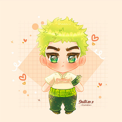 Roronoa Zoro by sailizv,v adorable adorable lovely artwork concept creative cute art design digitalart illustration