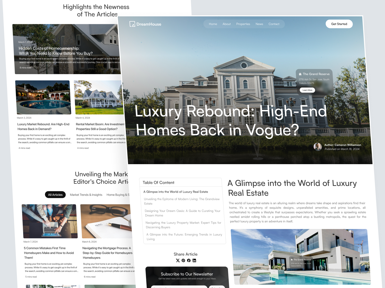 DreamHouse - Real Estate Detail News Page airbnb apartment architechture building home building home living hotel hotel booking house house rental interior design landing page property property website real estate real estate agency real estate landing page residence skyscanner villa