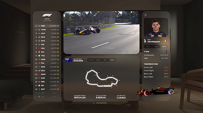 F1 Vision Pro Concept 3d app f1 formula1 ui ux visionpro